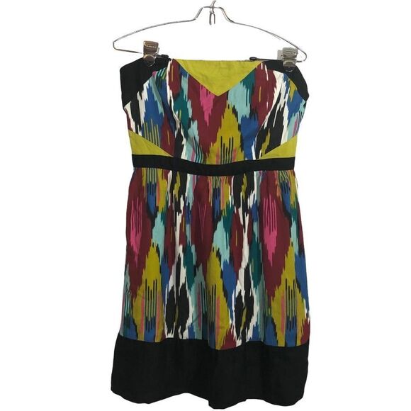 Silence + Noise Ikat Multicolored Strapless Dress - Picture 1 of 14